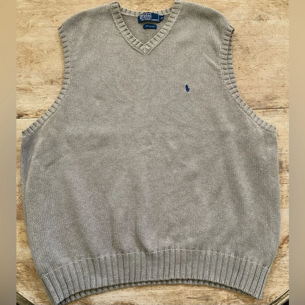 Polo‎ by Ralph Lauren Men’s XXL Tan Cotton Knit Sweater Vest